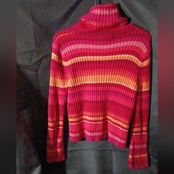 Old Navy pink stripe cowl turtleneck sz med - Picture 2 of 2